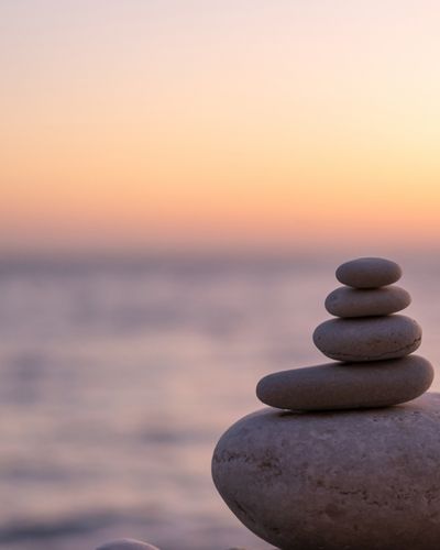 Stress and anxiety release - pebbles on beach